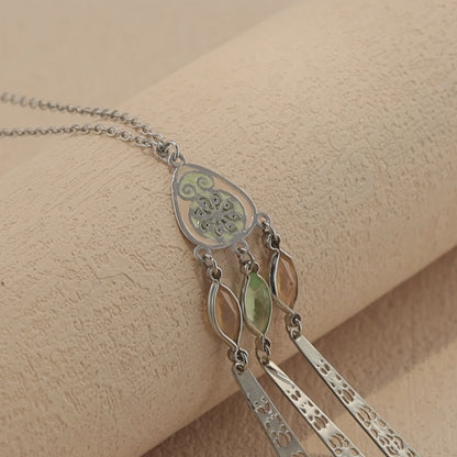 Retro Silver Copper O-Chain Necklace with Tassel Pendant