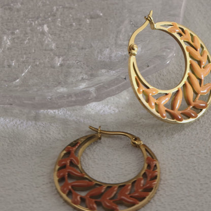 Colorful Olive Tree Circle Earrings