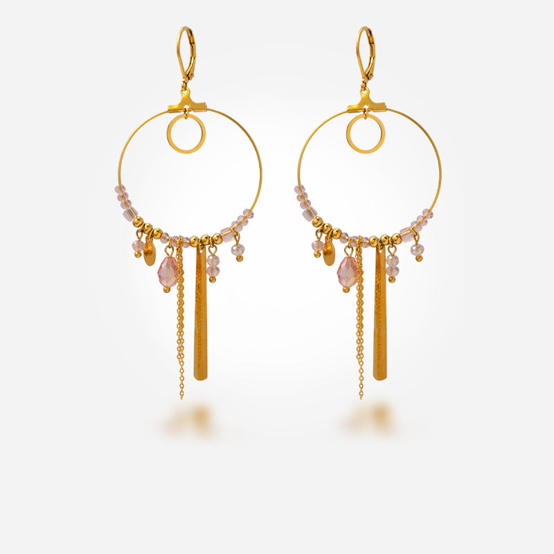Vintage Style Stainless Steel Earrings with Tassels and Pendants