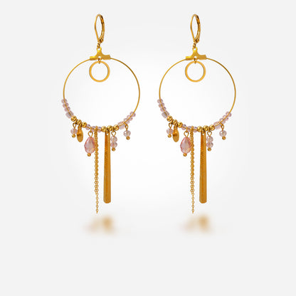 Vintage Style Stainless Steel Earrings with Tassels and Pendants
